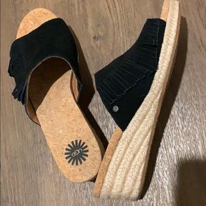 Ugg Wedge Black Slipper Women 8